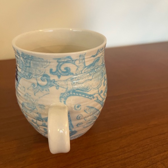 Anthropologie Homegrown Initial M Blue Floral Coffee Tea Mug Cottage Boho - Picture 3 of 5